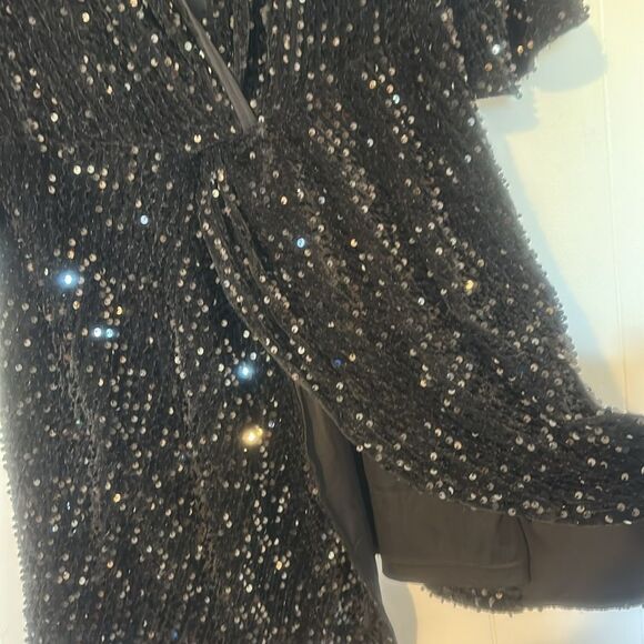 BOOHOO Plus Black Sequin Twist Front Mini Dress size 12 - Picture 5 of 9